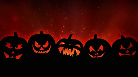 Jack O Lantern Silhouette on Orange 4K Loop Stock Footage 197073163