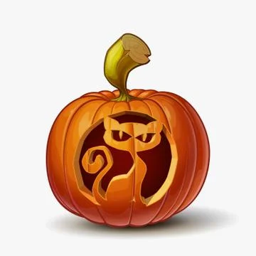 Jack-o-Lantern Spooky Cat Stock Illustration
