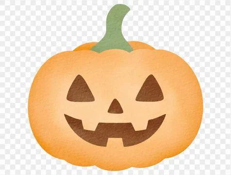 Jack o lantern spooky cute cartoon Halloween pumpkin watercolor illustratio.. Stock Illustration