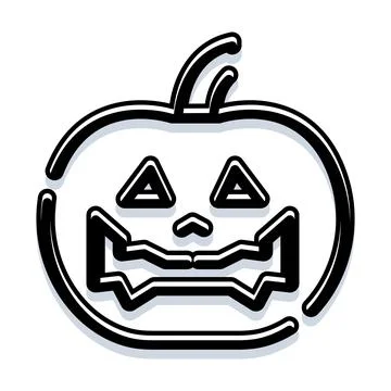 Jack o' lantern spooky pumpkin with evil smile on white background Stock Illustration
