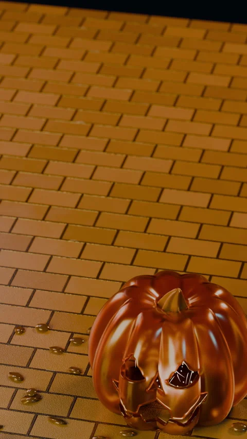 Jack-o'-lantern stem with spirit orbs floating above carved, Vertical 9:16 4K Stock Footage 346120143