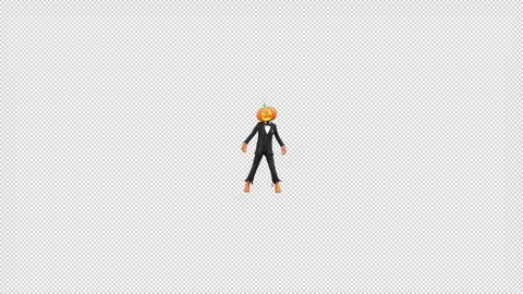 Jack O Lantern thriller full dance - 3d render with alpha channel. Stock Footage 250187744