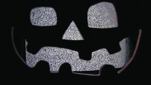 Jack O Lantern With TV Static Face Close-up Stock Footage 317621280