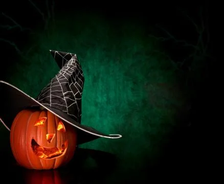Jack O' Lantern in the Witch Hat Stock Photos