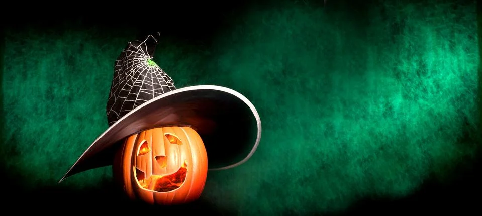 Jack O' Lantern in the Witch hat Stock Photos