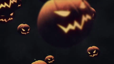Jack o' Lanterns falling in a 3D animation Stock Footage 251615449
