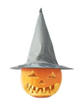 Jack-o'-lanterns pumpkin in a hat Stock Photos
