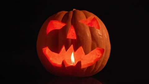 Jack-o-latern Halloween pumpkins with candles Stock Footage 140785120
