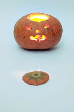 Jack o'lantern with the cut off top. selective focus. with clipping path Stock Photos