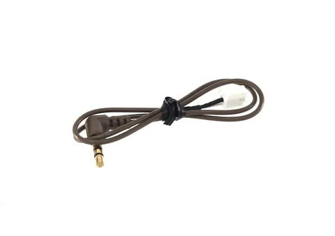 Jack plug and a cable isolated on the white background Stock Photos
