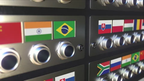 Jack plug with flag of Hungary. Conceptual 3d animation Stock Footage 141474027