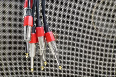 Jack. Plug. Sound jack. Adapter for connecting a headset to a sound card Stock Photos