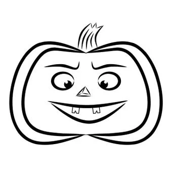 Jack pumpkin lantern is painted in black on white, 2D illustration. Stock Illustration