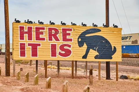 Jack Rabbit Here it Is iconic advertisement on route 66 Stock-Fotos