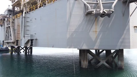 Jack up rig in the shipyard for repair Stock Footage 116501753