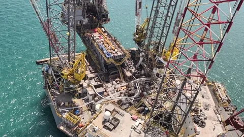 Jack up rigs in the shipyard for maintenance and upgrade Stock Footage 306033767
