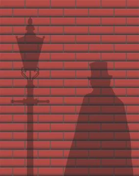 Jack The Ripper Brick Wall Shadow Stock Illustration