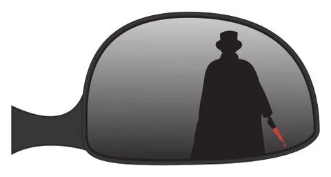 Jack The Ripper In Car Side Mirror Stock Illustration