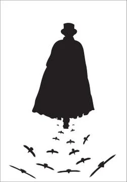 Jack the Ripper with Crows Stock Illustration