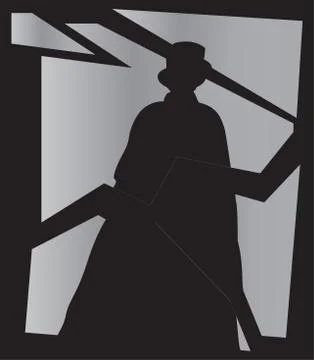 Jack the Ripper Shadow In Mirror Stock Illustration