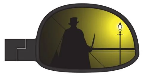 Jack The Ripper In Smashed Car Side Mirror Stock Illustration