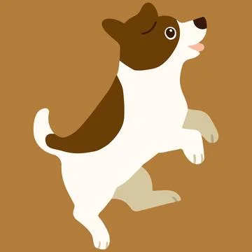 Jack Russell Terrier jumping side flat color Stock Illustration