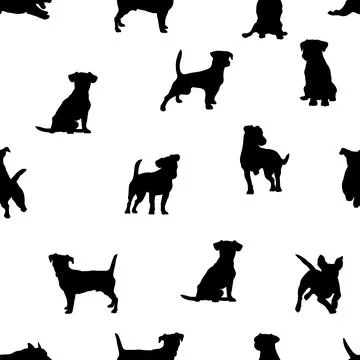 Jack Russell Terrier pattern, dog realistic, black and white Stock Illustration