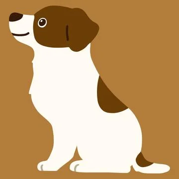 Jack Russell Terrier sitting side flat color Stock Illustration