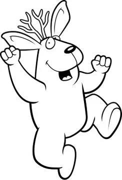 Jackalope Jumping Stock Illustration