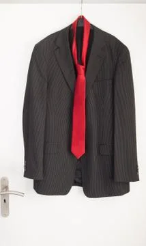 Jacket and red tie Stock Photos