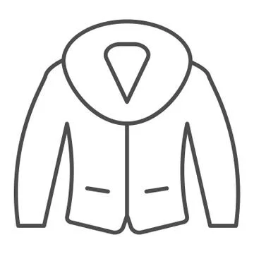 Jacket with fur thin line icon. Winter clothing vector illustration isolated on Illustrazione stock