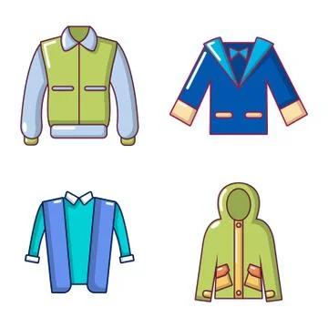 Jacket icon set, cartoon style Stock Illustration