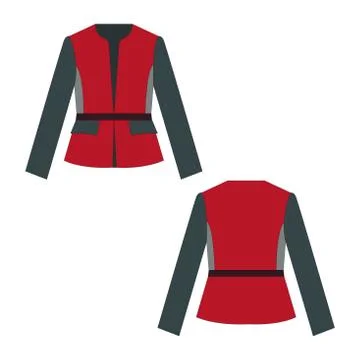 Jacket for lady. Rear and front view. Stock Illustration