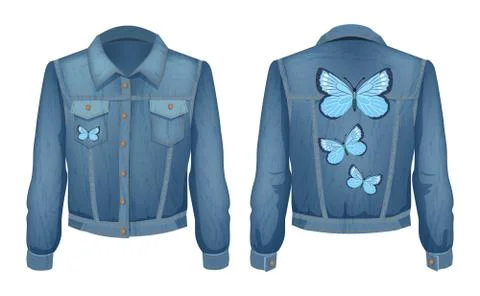 Jacket Made of Denim Patch Vector Illustration Stock Illustration