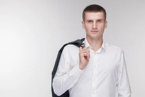 Jacket over shoulder Stock Photos