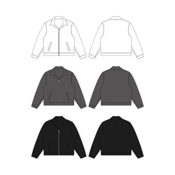 Jacket Technical Fashion Illustration Vector Jacket Mockup Template Stock Illustration