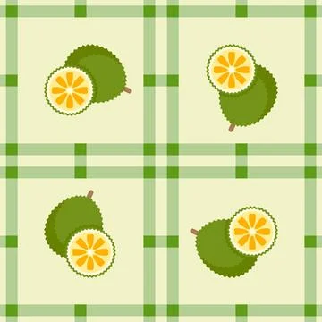 Jackfruit fruit seamless for pattern fabric, simple jackfruit fruit cute re.. 스톡 일러스트