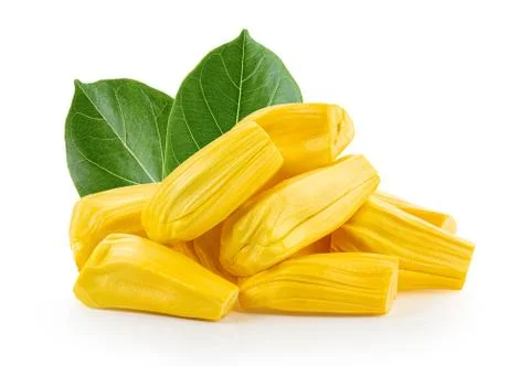 Jackfruit with leaf isolated on white Stock Photos