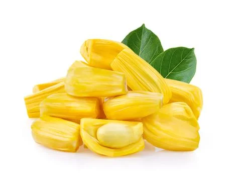 Jackfruit with leaf isolated on white Stock Photos