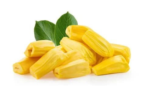 Jackfruit with leaf isolated on white Stock Photos