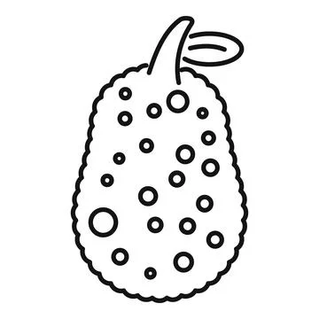 Jackfruit tropical fruit growing on tree branch line icon Stock Illustration