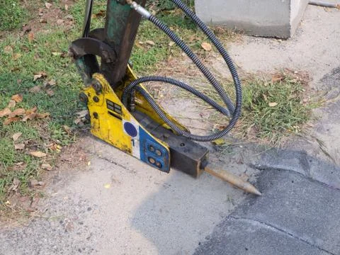 Jackhammer and drilling machine on construction site Stock-Fotos