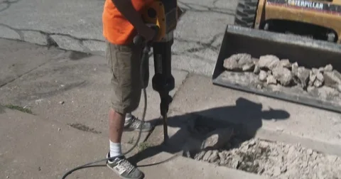 Jackhammer being used on Construction Site Stock Footage 78584775