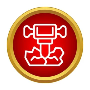 Jackhammer breaking concrete surface construction tool icon Stock Illustration