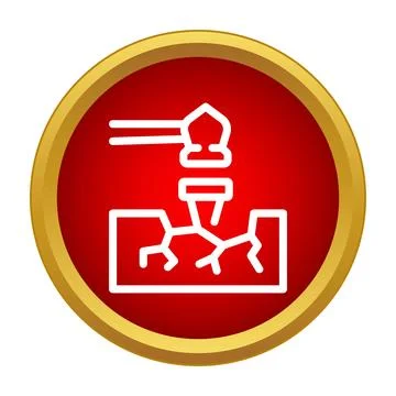 Jackhammer breaking concrete surface demolition icon Stock Illustration