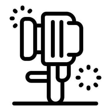 Jackhammer breaking ground with dust cloud, construction and demolition icon Stock Illustration