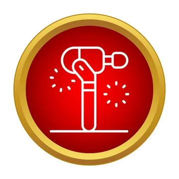 Jackhammer breaking ground icon in red circle Stock Illustration