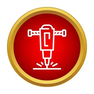 Jackhammer breaking ground line icon design construction tool イラスト素材
