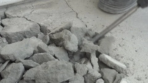 The jackhammer breaks the cement screed. Work with a perforator Stock Footage 244704790