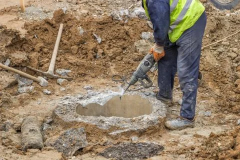 Jackhammer concrete Stock Photos